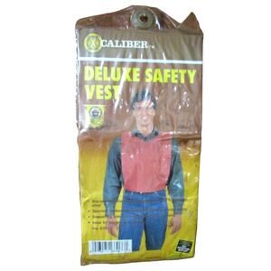 Caliber Men’s Deluxe Safety Vest, Vinyl Orange, One Size Drawstring Adjusted